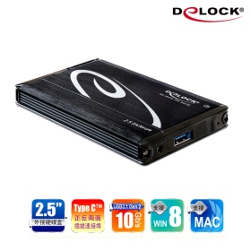 Delock SATA SSD硬碟外接盒Type C連接埠 黑色