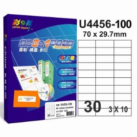 彩之舞進口3合1專業標籤 3x10直角 30格無邊 