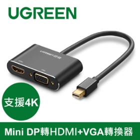 UGREEN綠聯 Mini DP轉HDMI+VGA轉換器 主動式(20422)